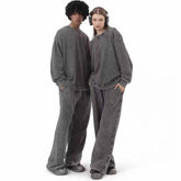 Multicolor Vintage Washed Crew Collar Sweatshirt Pants
