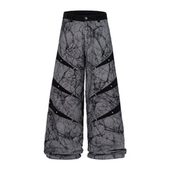 CapCabin Graphic Panel Wide Leg Denim Pants
