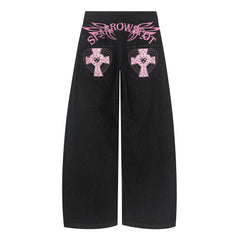CapCabin Cross Pocket Graphic Wide-Leg Jeans
