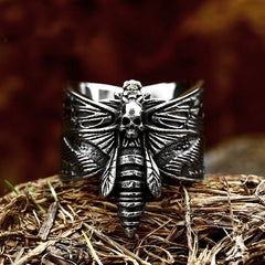 Death Head Moth Stainless Steel Skull Ring