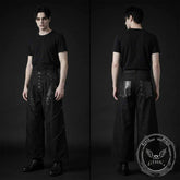 Deconstructed Snake Print Leather Spliced Rivet Jeans