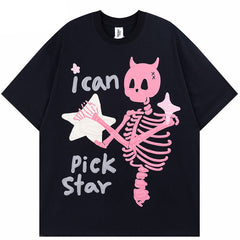 Devil Horn Skull Y2K T Shirt