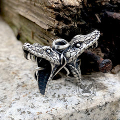 Double Snake Heads Sterling Silver Pendant