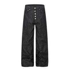 CapCabin “Black Raw Button Denim Jeans”