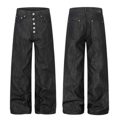 CapCabin “Black Raw Button Denim Jeans”