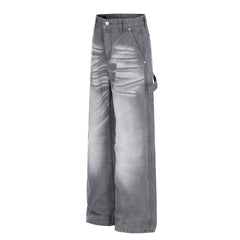 CapCabin Washed Wrinkle Effect Denim Jeans