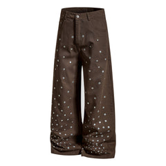 CapCabin Stud Detail Wide-Leg Pants