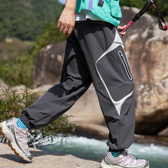 Fashion Side Pocket Contrast Color Design Casual Pants