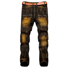 Fashion Straight Distressed Motorcycle Style Jeans