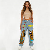 Fashion Y2K Cartoon Pattern High Waist Jeans