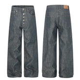 CapCabin “Washed Grey Button Denim Jeans”