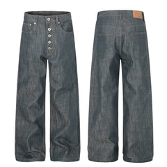 CapCabin “Washed Grey Button Denim Jeans”