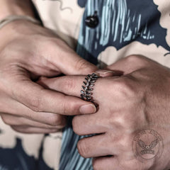 Fishbone Stainless Steel Vertebrae Ring