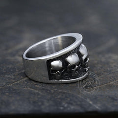 Five Skulls Stainless Steel Ring