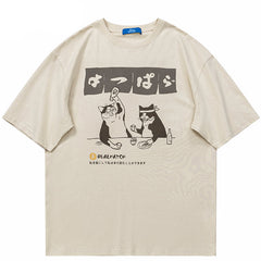 Funny Drinking Cat Y2K Graphic Tees