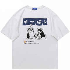 Funny Drinking Cat Y2K Graphic Tees