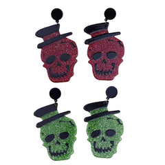 Gentleman Skull Acrylic Earrings