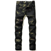 Gothic Black Print Straight Stretch Jeans