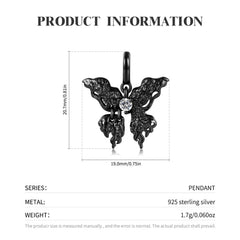 Gothic Liquid Butterfly Zircon S925 Silver Pendant