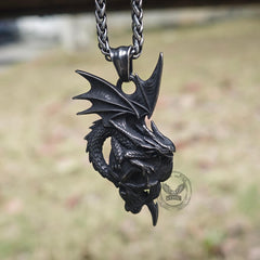 Gothic Pterosaur Skull Stainless Steel Pendant