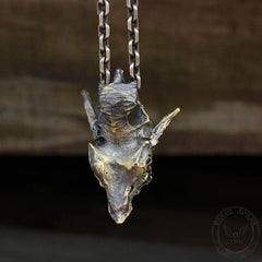 Dragon Sterling Silver Mens Skull Necklace
