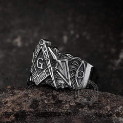 Classic Masonic Symbol Stainless Steel Freemason Ring