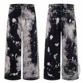 Hip-Hop Tie-Dye Gradient Distressed Straight Jeans