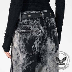 Hip-Hop Tie-Dye Gradient Distressed Straight Jeans