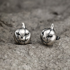 Jack-O'-Lantern Sterling Silver Stud Earrings