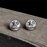 Pumpkin Prince Sterling Silver Skull Stud Earrings
