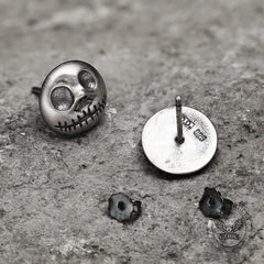 Pumpkin Prince Sterling Silver Skull Stud Earrings