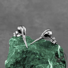 Punk Crow Skull Stainless Steel Stud Earrings