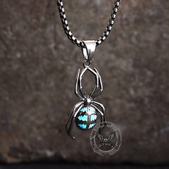 Punk Gemstone Spider Stainless Steel Animal Pendant