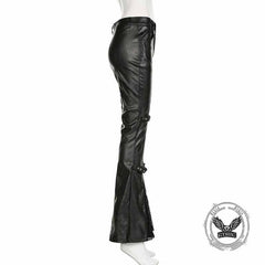 Punk Lace Stitching Button Design Low Waist Pants