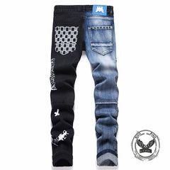Punk Lettering Printed Distressed Slim-Fit Jeans