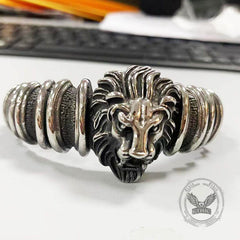 Punk Lion Head Skull Stainless Steel Biker Open Bracelet