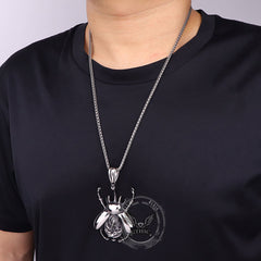 Punk Mechanical Gear Beetle Stainless Steel Pendant