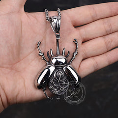 Punk Mechanical Gear Beetle Stainless Steel Pendant
