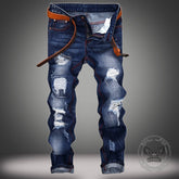 Punk Ripped Distressed Straight-Leg Vintage Jeans