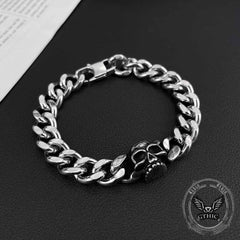 Punk Skull Head Cuban Link Stainless Steel Bracelet
