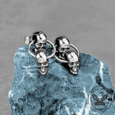 Retro Double Skull Stainless Steel Stud Earrings