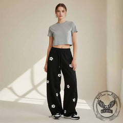 Retro Floral Embroidered Versatile Casual Pants