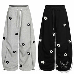 Retro Floral Embroidered Versatile Casual Pants