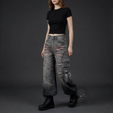 Retro Splatter Paint Distressed Ripped Wide-Leg Jeans