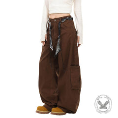 Retro Street Style Loose Wide-Leg Cargo Scimitar Pants