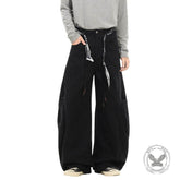 Retro Street Style Loose Wide-Leg Cargo Scimitar Pants