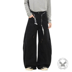 Retro Street Style Loose Wide-Leg Cargo Scimitar Pants