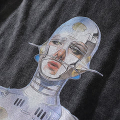 Robot Y2K Graphic Tees Black