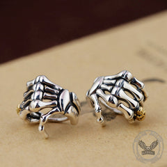 Skull Hand Sterling Silver Goth Earrings