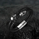 Skull Stainless Steel Leather Bracelet